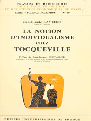 cover image of La notion d'individualisme chez Tocqueville